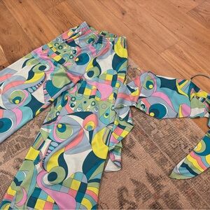 Show Me Your Mumu Colorful Abstract Patterned Pants and Scarf Top Set